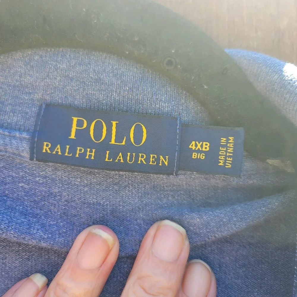 Polo Ralph Lauren Mens‎ 4XB Big Blue Heather Mesh Polo Shirt Yellow Pony Cotton